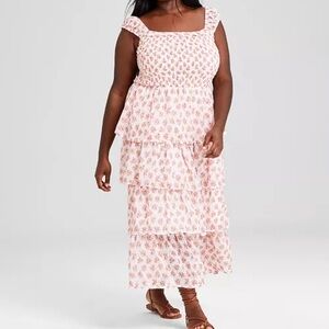And Now This Floral Pink Tiered Dress 0X NWT